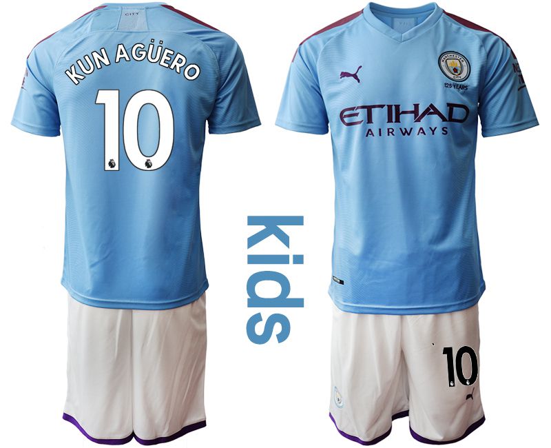 Youth 2019-2020 club Manchester City home #10 blue Soccer Jerseys
